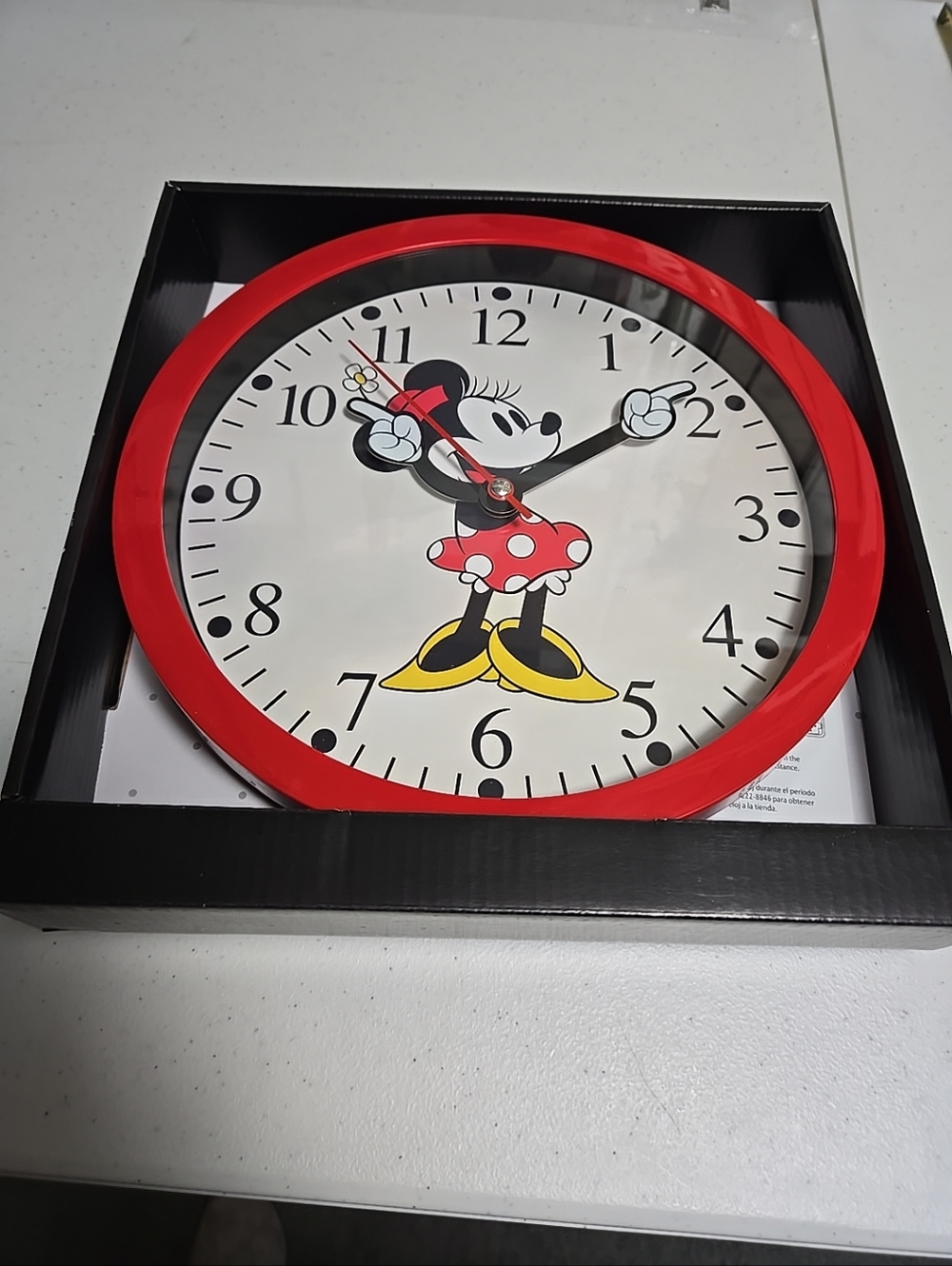 New In Box Disney Minnie Mouse  10” Wall Clock Analog Display Moving Arms
